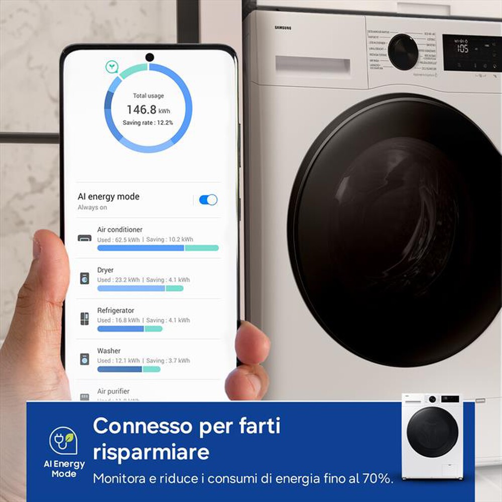 Immagine del prodotto SAMSUNG - Lavasciuga WD90DG5G34BEET 9/5Kg Classe A/E-bianca con obl&ograve; display nero