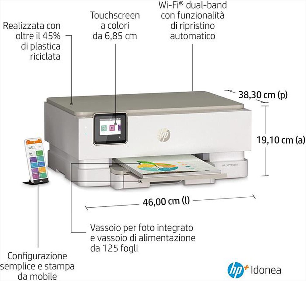 "HP - MULTIFUNZIONE ENVY 7220E 3 MESI DI INSTANT INK HP+-Bianca"