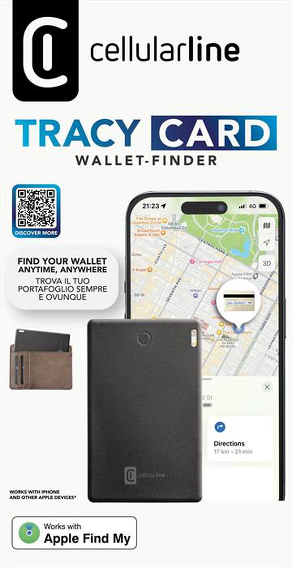 Immagine del prodotto CELLULARLINE - Dispositivo per trovare oggetti BTTRACYCARDK-Nero