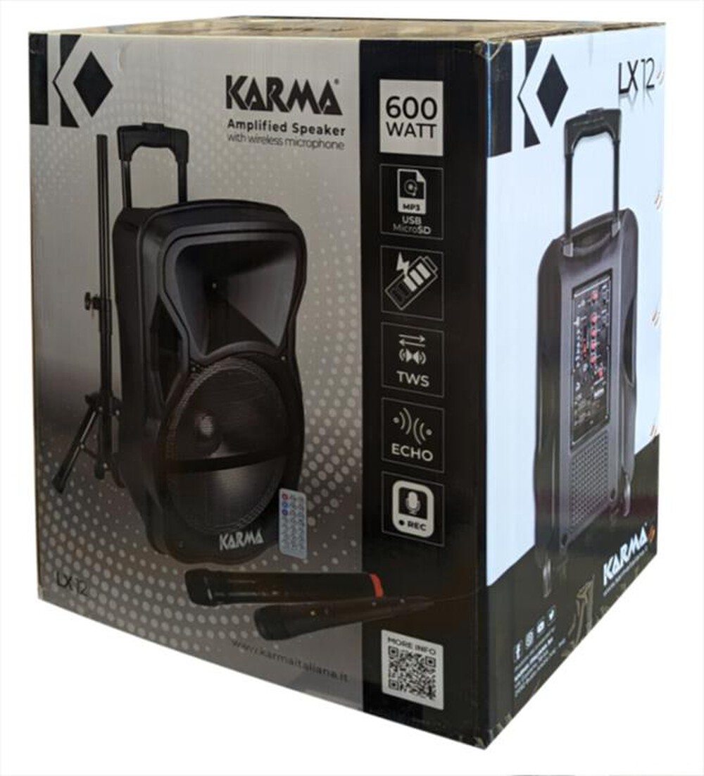 "KARMA - Diffusore amplificato a batterie LX 12-Nero"