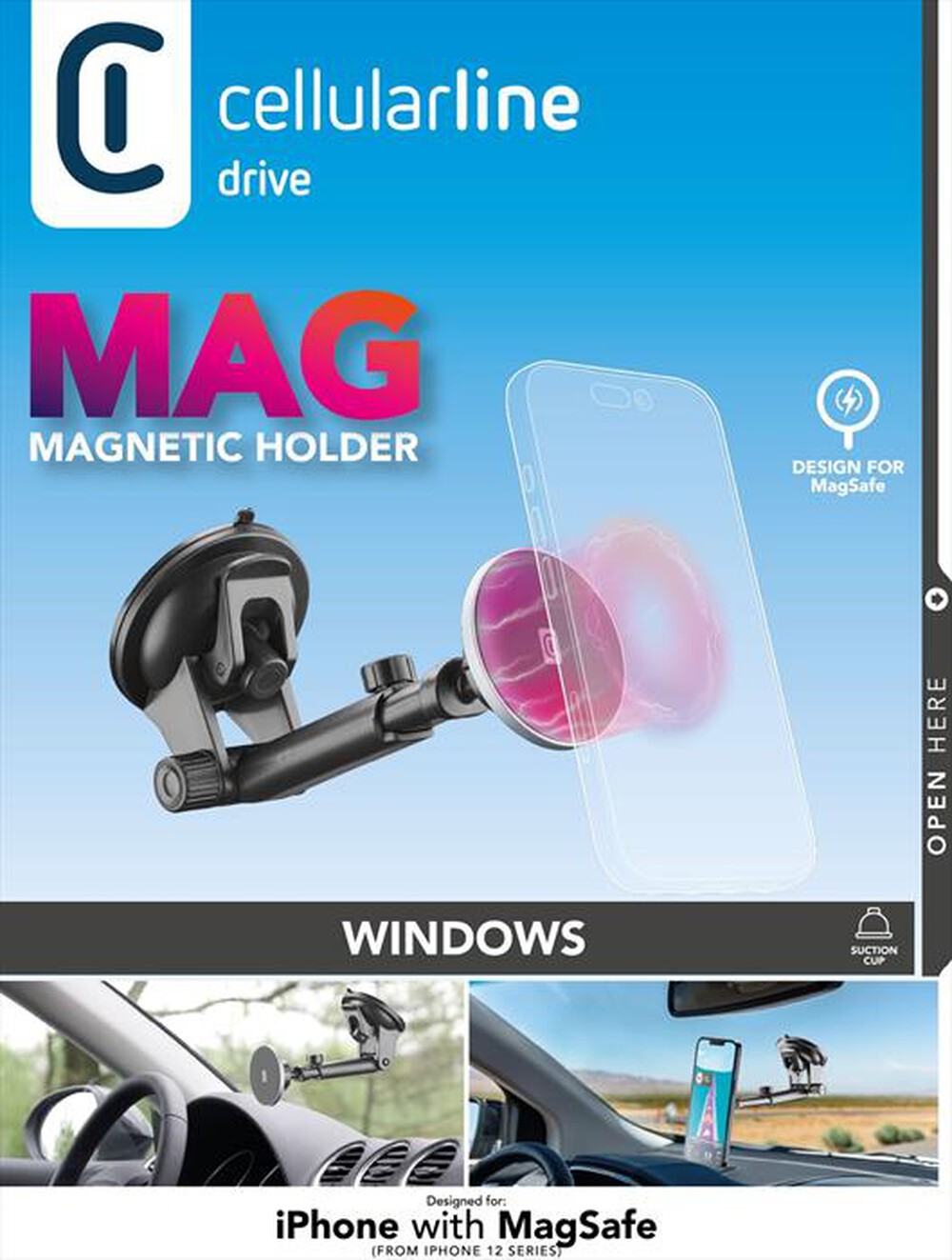 Immagine del prodotto CELLULARLINE - Supporto smartphone da auto MAGSFHOLDERWINDK-Nero