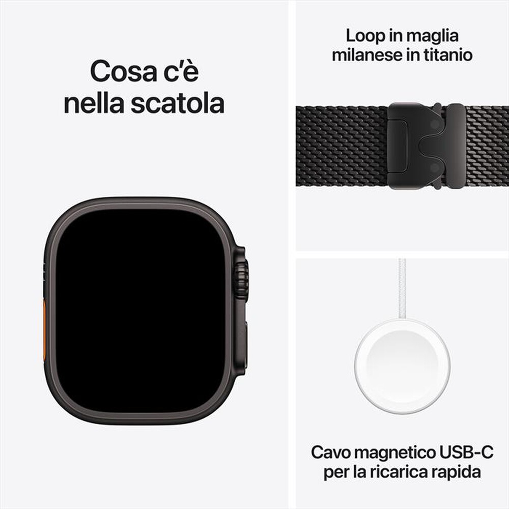 Immagine del prodotto APPLE - Watch Ultra 4 GPS + Cellular 49mm Titanio-Loop milanese Nero - Large