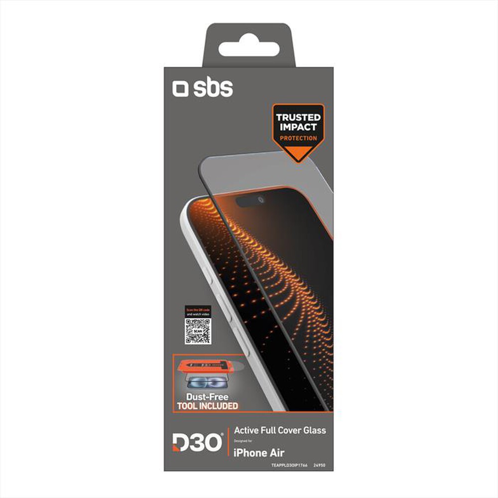 Immagine del prodotto SBS - D3O Full cover glass con applicatore iPhone 17 Air-Trasparente