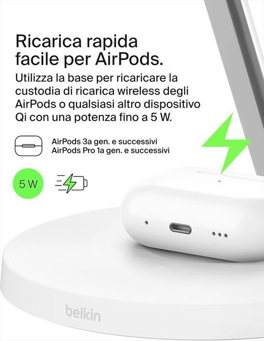 "BELKIN - BOOSTCHARGE PRO 3-IN-1 QI2 15W WIRELESS-Bianco"