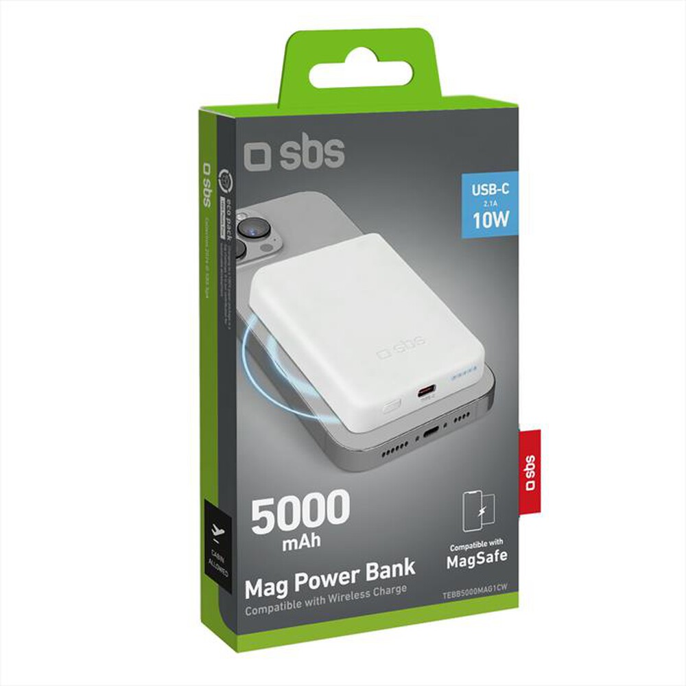 "SBS - Power bank magnetico TEBB5000MAG1CW-Bianco"