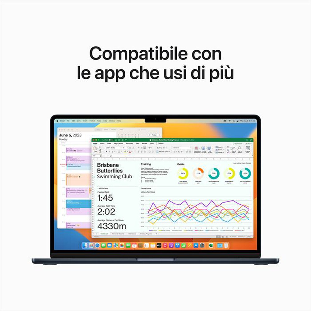 "APPLE - MacBook Air 15\" M2 8-core CPU 10-core GPU 256GB-Mezzanotte"