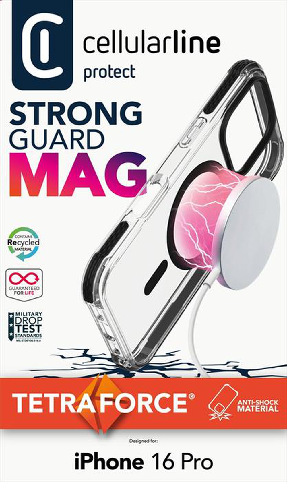 Immagine del prodotto CELLULARLINE - Cover TETRA FORCE STRONG GUARD MAG iPhone 16 Pro-Black