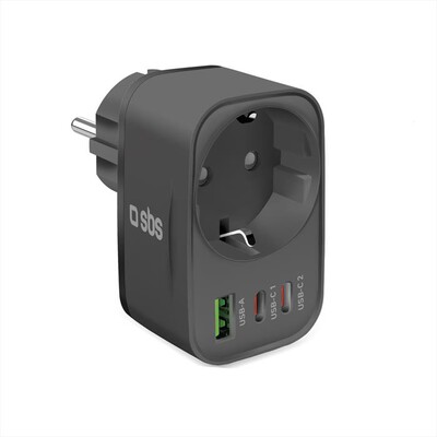 SBS - Caricatore da rete TETRPLUG1USB2CPD30-Nera