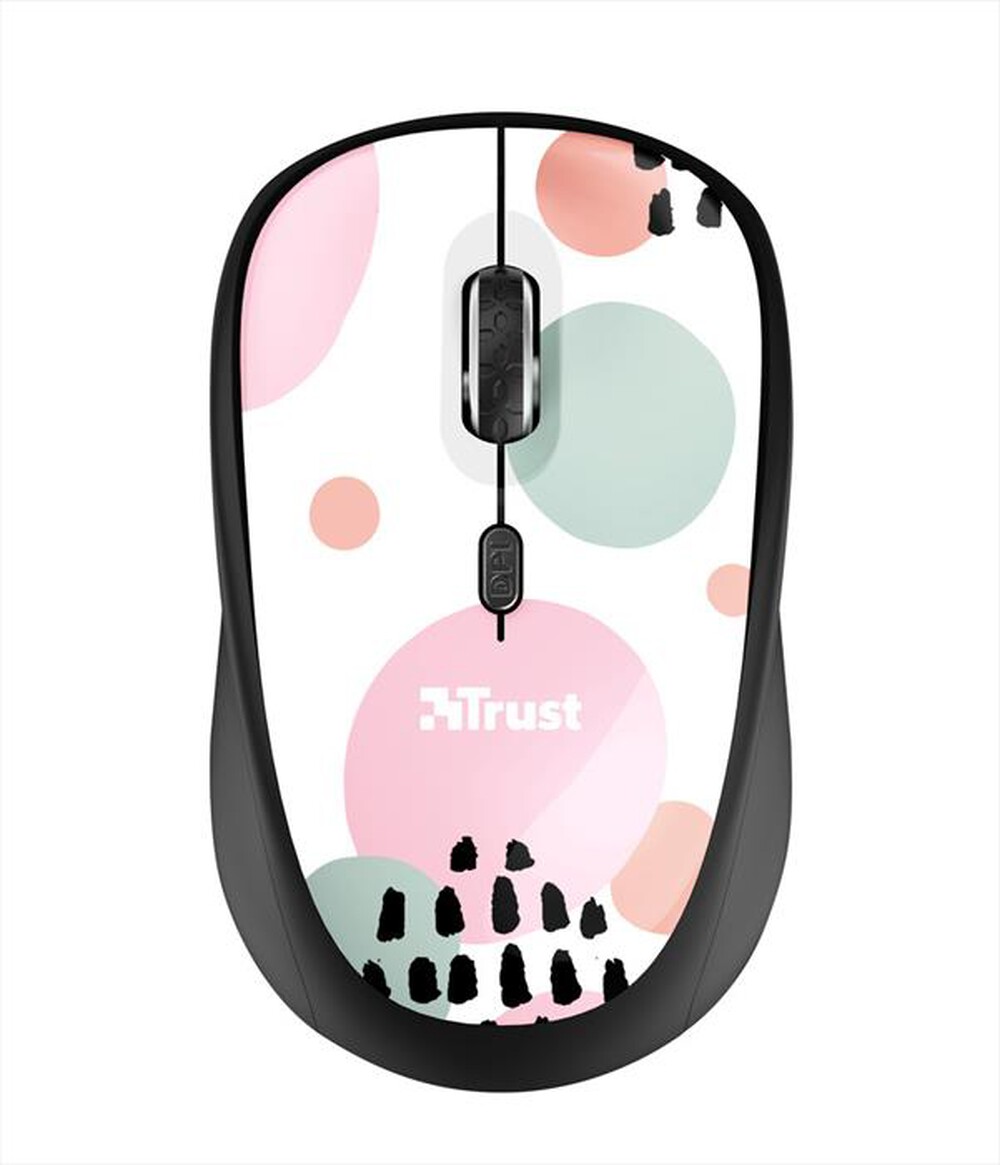 "TRUST - YVI WIRELESS MOUSE-pink circles"