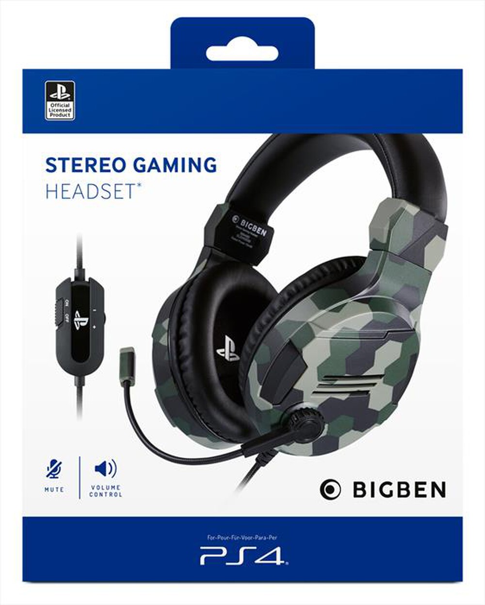 "BIG BEN - PS4OFHEADSETV3GREEN-Camouflage Green"