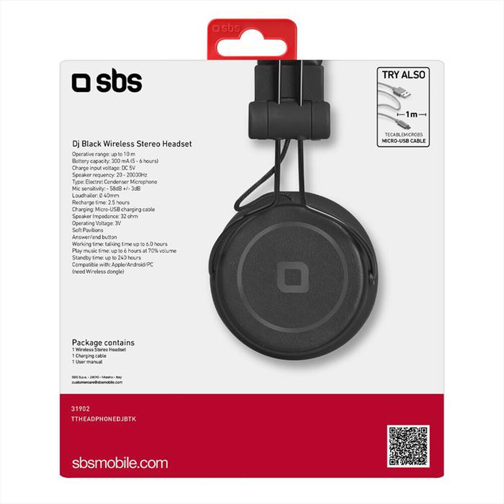 "SBS - TTHEADPHONEDJBTK-Nero"