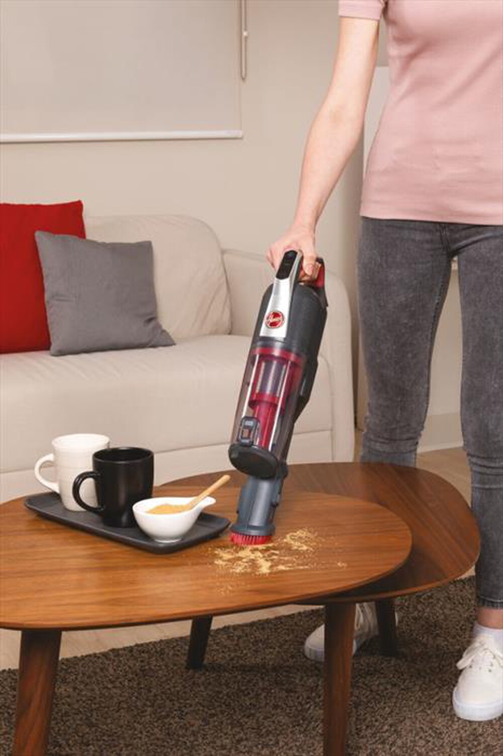 Immagine del prodotto HOOVER - Aspirapolvere ricaricabile HF522STH-Grigio, Rosso
