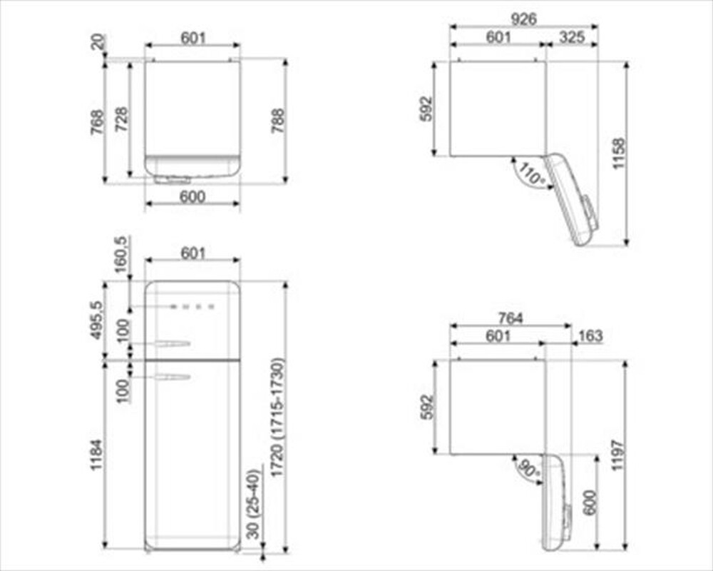 Immagine del prodotto SMEG - Frigorifero 2 porte FAB30RWH5 Classe D 298lt-Bianco