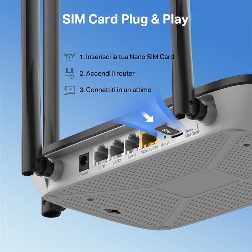 Immagine del prodotto MERCUSYS - N300 WI-FI 4G LTE ROUTER CON ANTENNE-nero