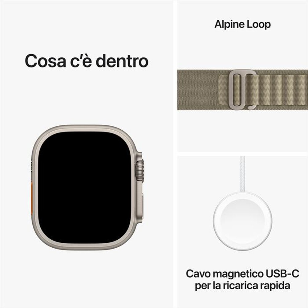 Immagine del prodotto APPLE - Watch Ultra 2 GPS + Cellular Cassa 49mm - Small-Olive Alpine Loop