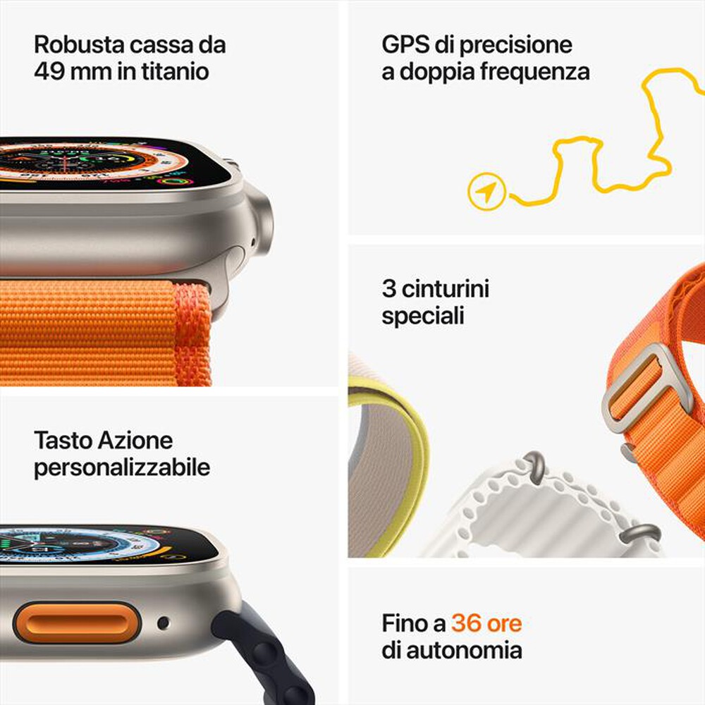 "APPLE - Watch Ultra GPS + Cellular 49mm Small-Alpine Arancione"
