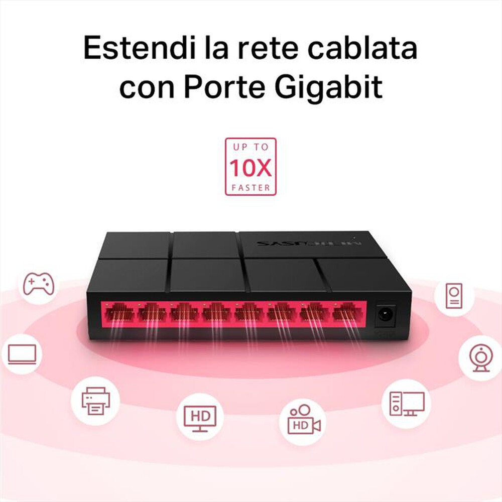 Immagine del prodotto MERCUSYS - 8-PORT 10/100/1,000 MBPS DESKTOP SWITCH-nero