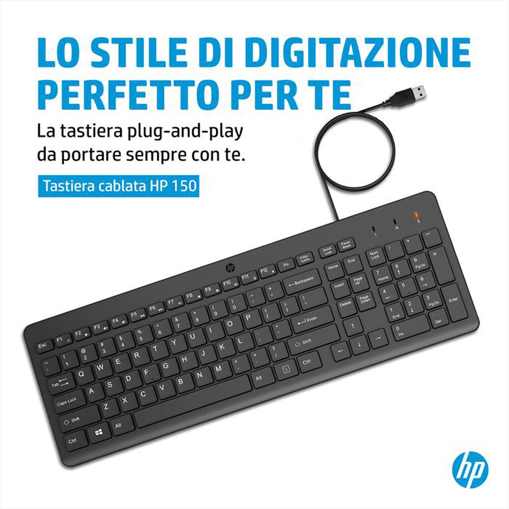 "HP - TASTIERA 150 CABLATA-Nero"