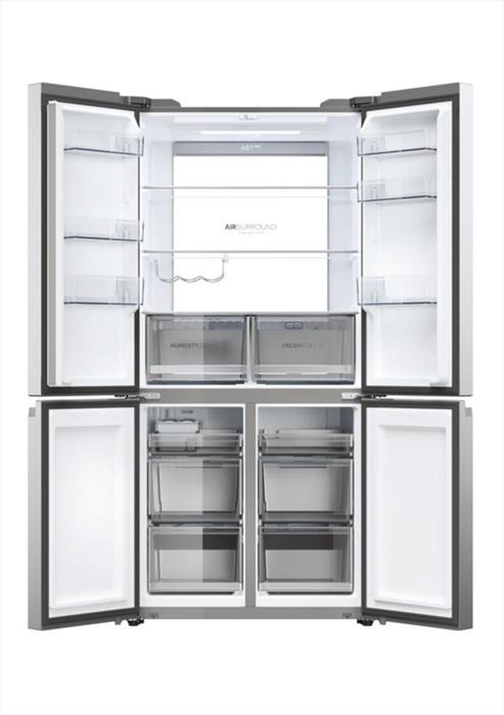 "HAIER - Frigorifero 4 porte HCR79F19ENMM Classe E 646 lt-Platino, Acciaio inossidabile"