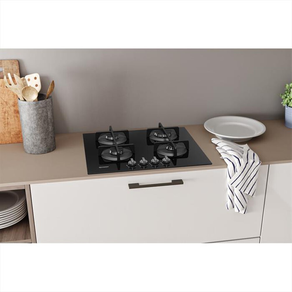 "INDESIT - Piano cottura a gas ING 61T/BK 4 fuochi 59cm-Nero"