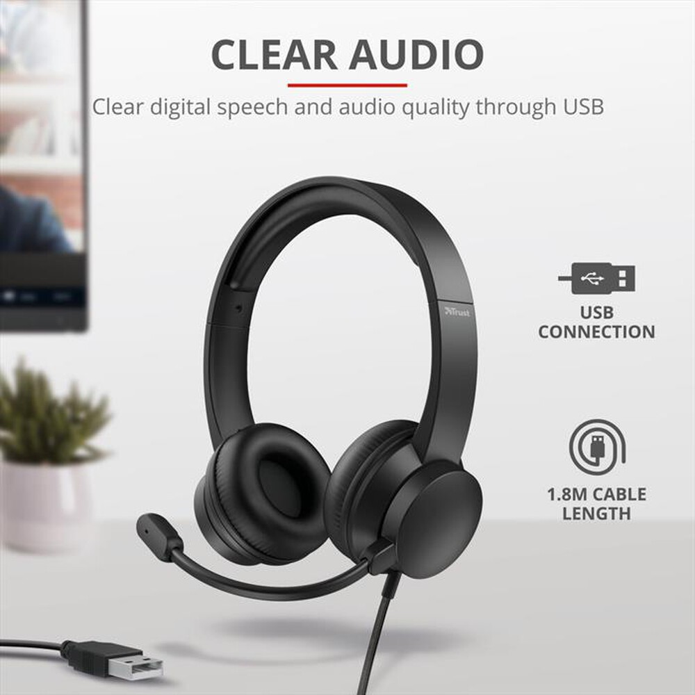 "TRUST - RYDO USB HEADSET-Black"