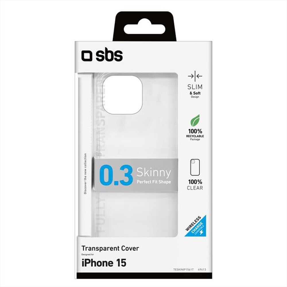 "SBS - Cover skinny TESKINIP1561T per iPhone 15-Trasparente"