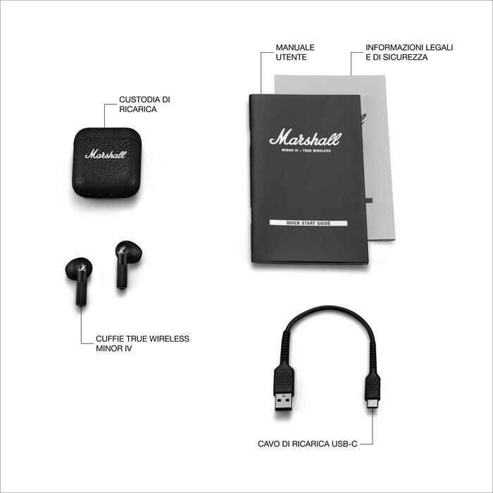 MARSHALL - Auricolare bluetooth Minor IV TWS-Nero | Euronics