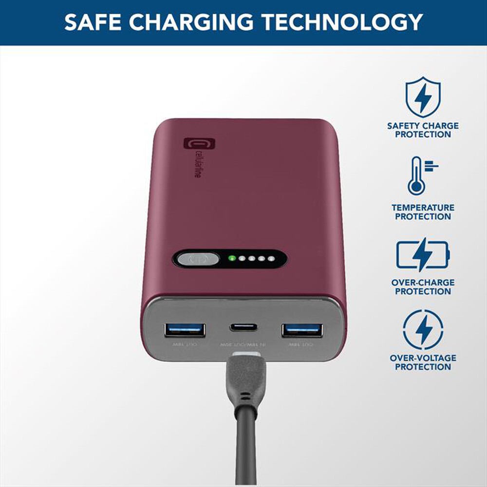 Immagine del prodotto CELLULARLINE - Caricabatterie Portatile PBFAST01PD10000R-Rosso