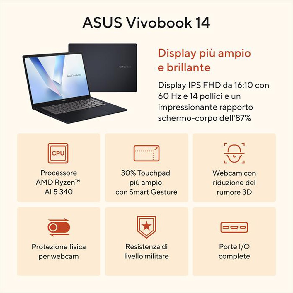 Immagine del prodotto ASUS - Vivobook 14 M1407KA-LY014W AMD Ryzen AI 5 340-Blue