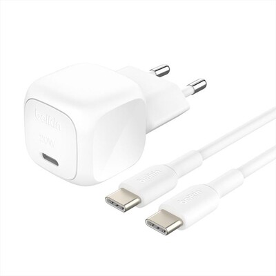 BELKIN - Caricabatteria USB-C 20W + Cavo da USB-C-Bianco