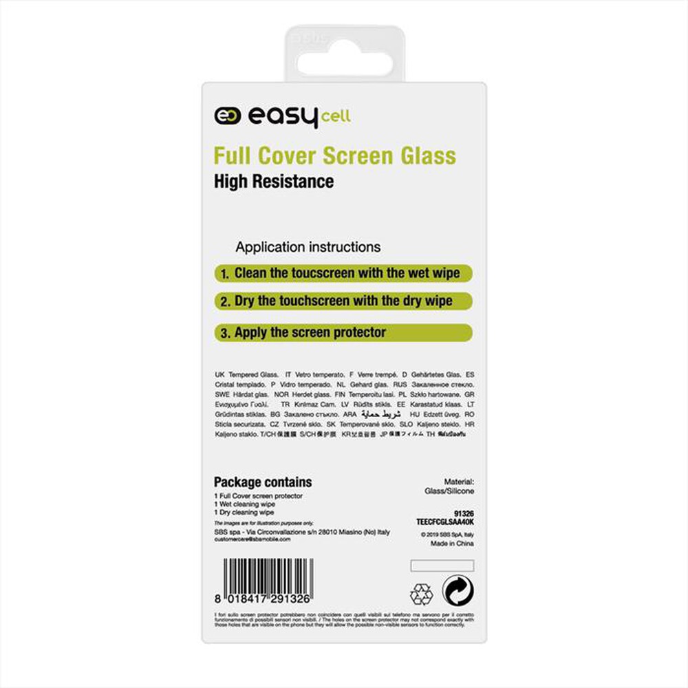 "EASYCELL - Full cover TEECFCGLSAA40K per Samsung Galaxy A40-Nero"