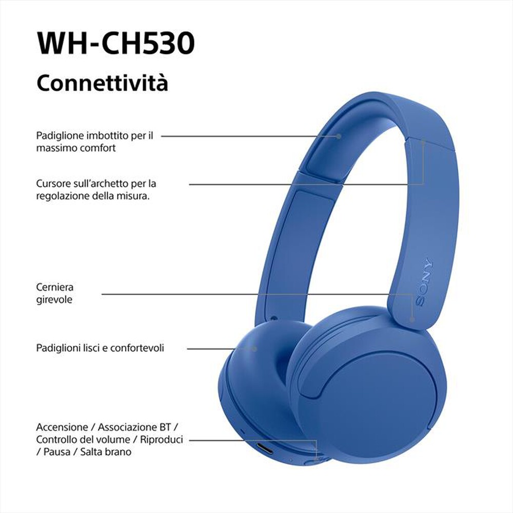 Immagine del prodotto SONY - Cuffie Bluetooth On-ear WH-CH530-Cobalt