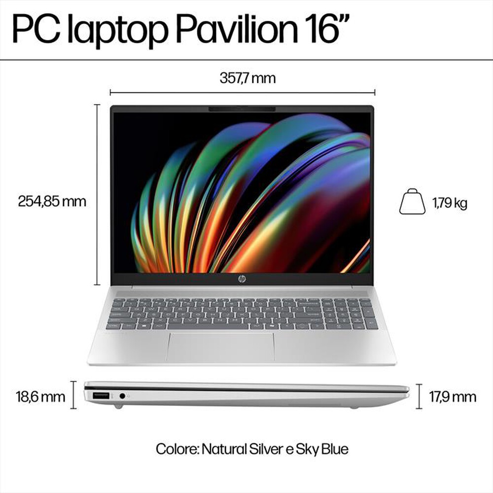 Immagine del prodotto HP - NOTEBOOK PAVILION 16" U5 SSD 512GB 16-AF0022NL-Natural Silver