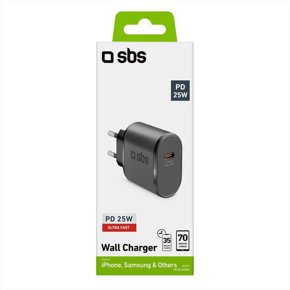 "SBS - Caricatore da rete TETR1CPD25-Nero"