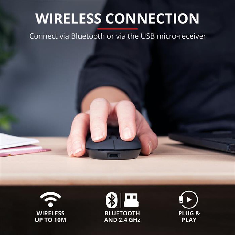 "TRUST - PUCK WIRELESS MOUSE BLACK-Black"