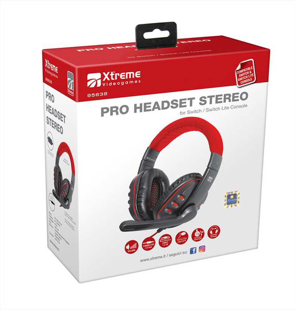 "XTREME - PRO HEADSET STEREO-NERO/ROSSO"