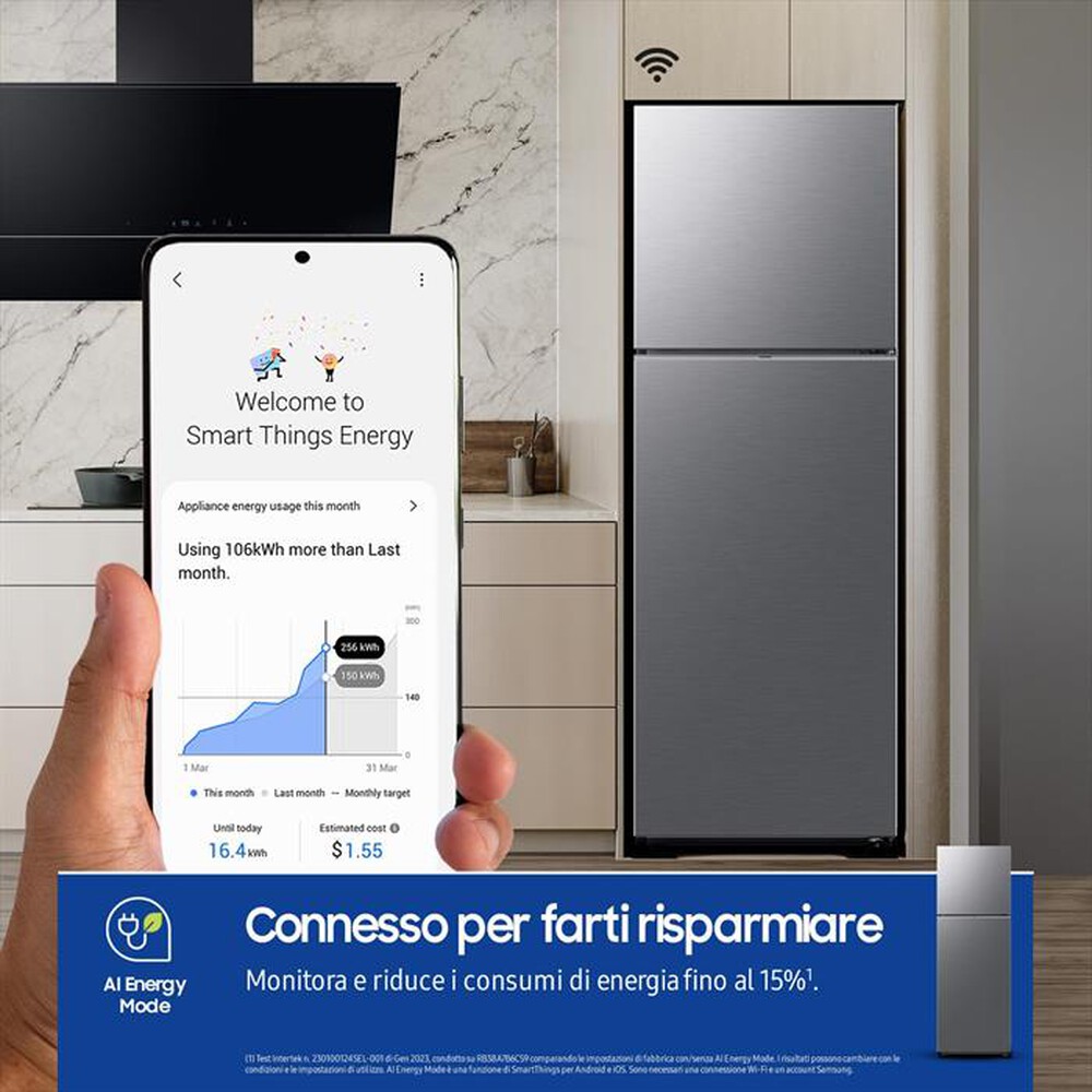 "SAMSUNG - Frigorifero 2 porte RT35CG5644S9ES Classe E 348 lt-METAL INOX"