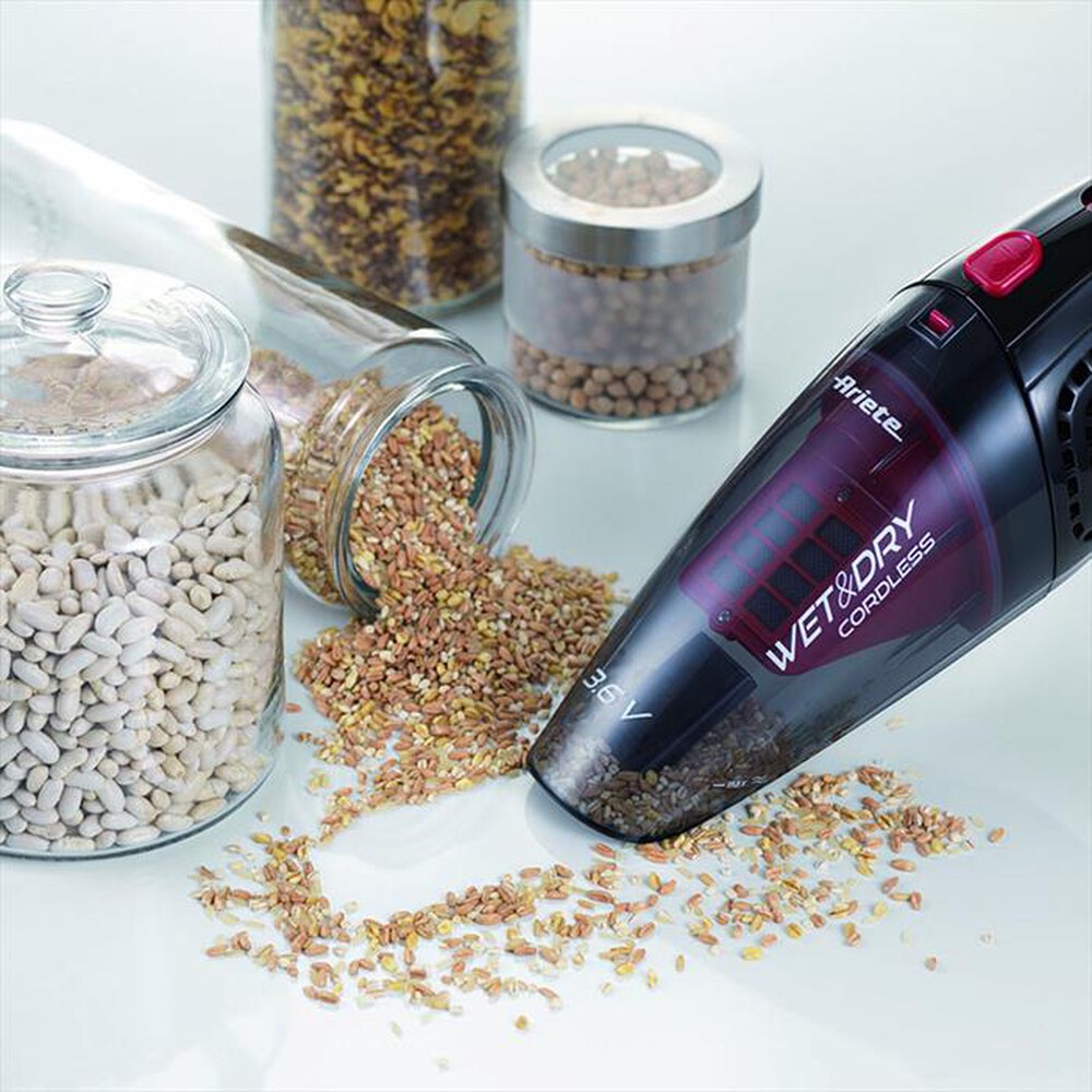 "ARIETE - 2474 Wet & Dry Aspirabriciole senza fili-Nero, Viola"