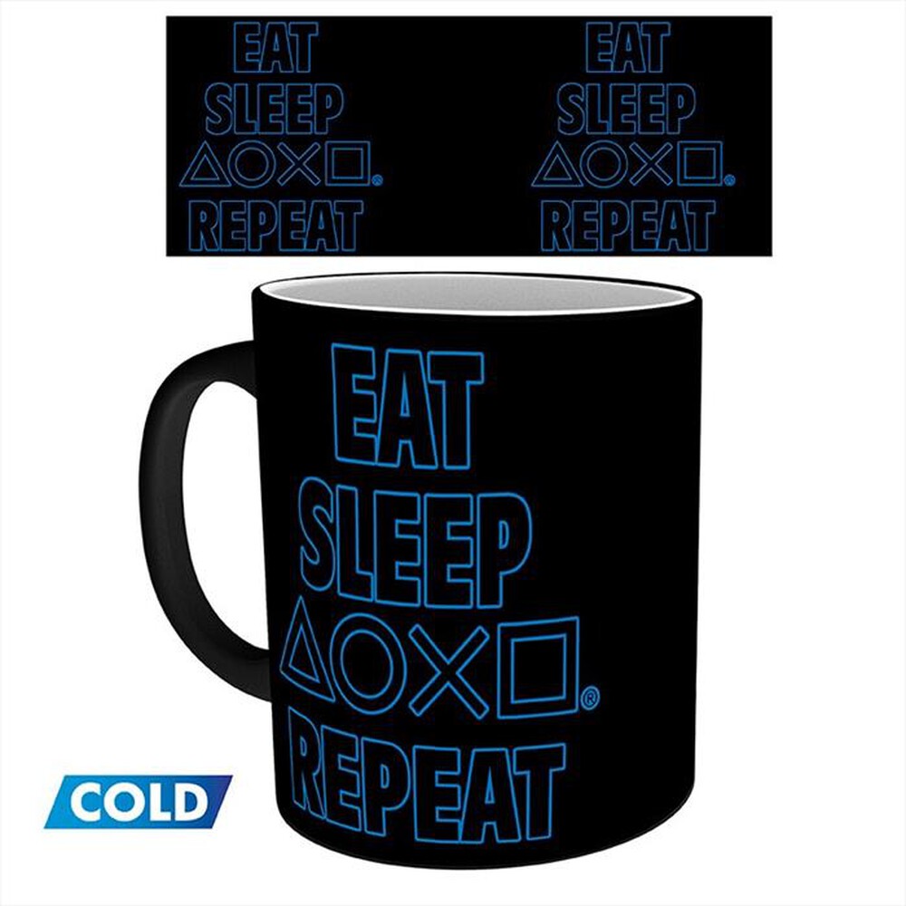 "ABYSSE - PLAYSTATION- Tazza MUG HEAT CHANGE 320ML EAT SLEEP-multicolore"