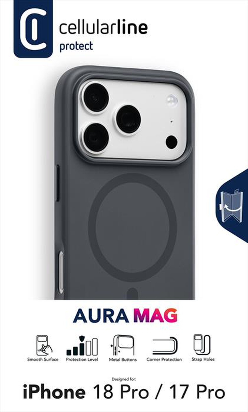 Immagine del prodotto CELLULARLINE - Cover AURA MAG per iPhone 18 Pro-Nero