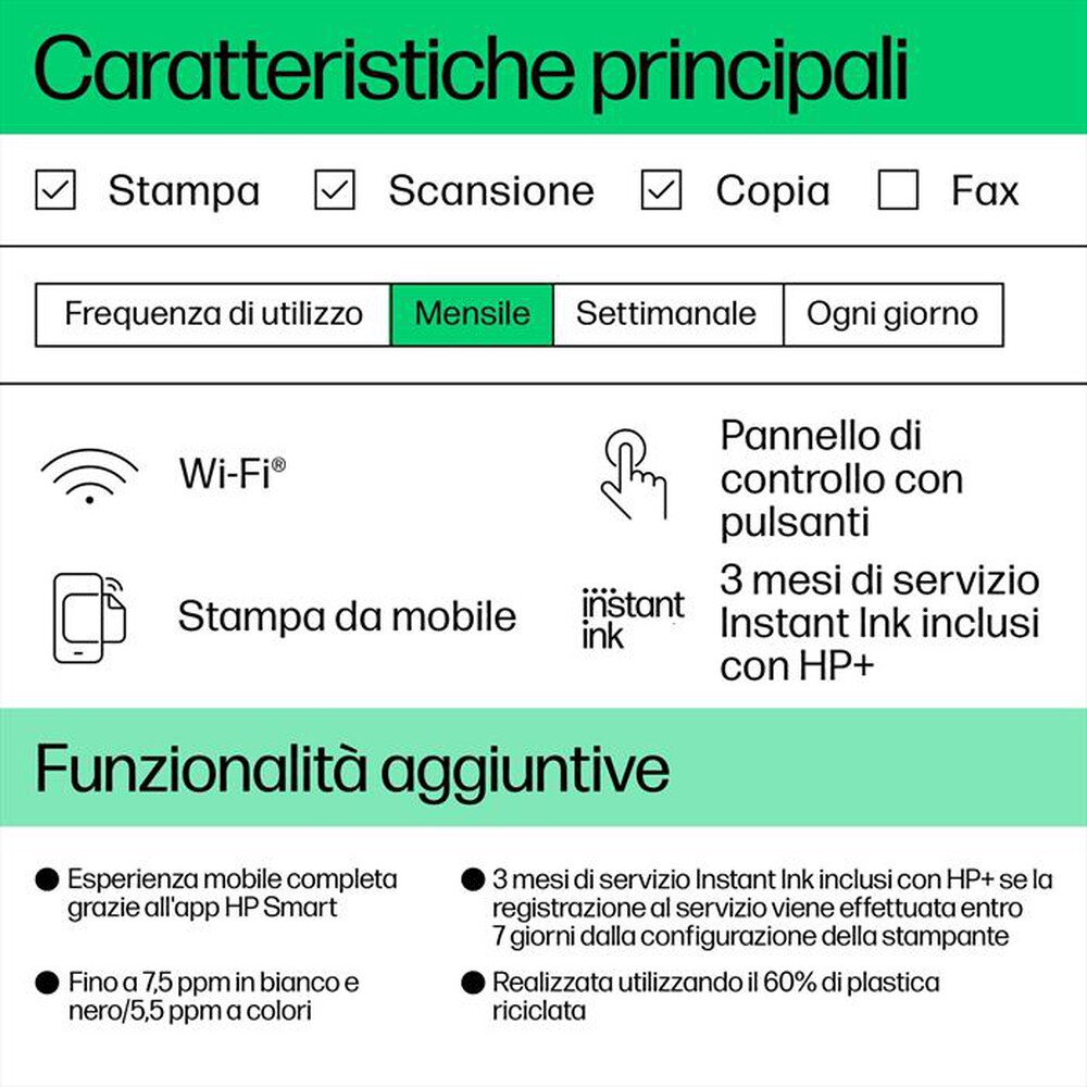 "HP - Stampante DESKJET 2822E 3 MESI DI INCHIOSTRO HP+-Blue Breeze"