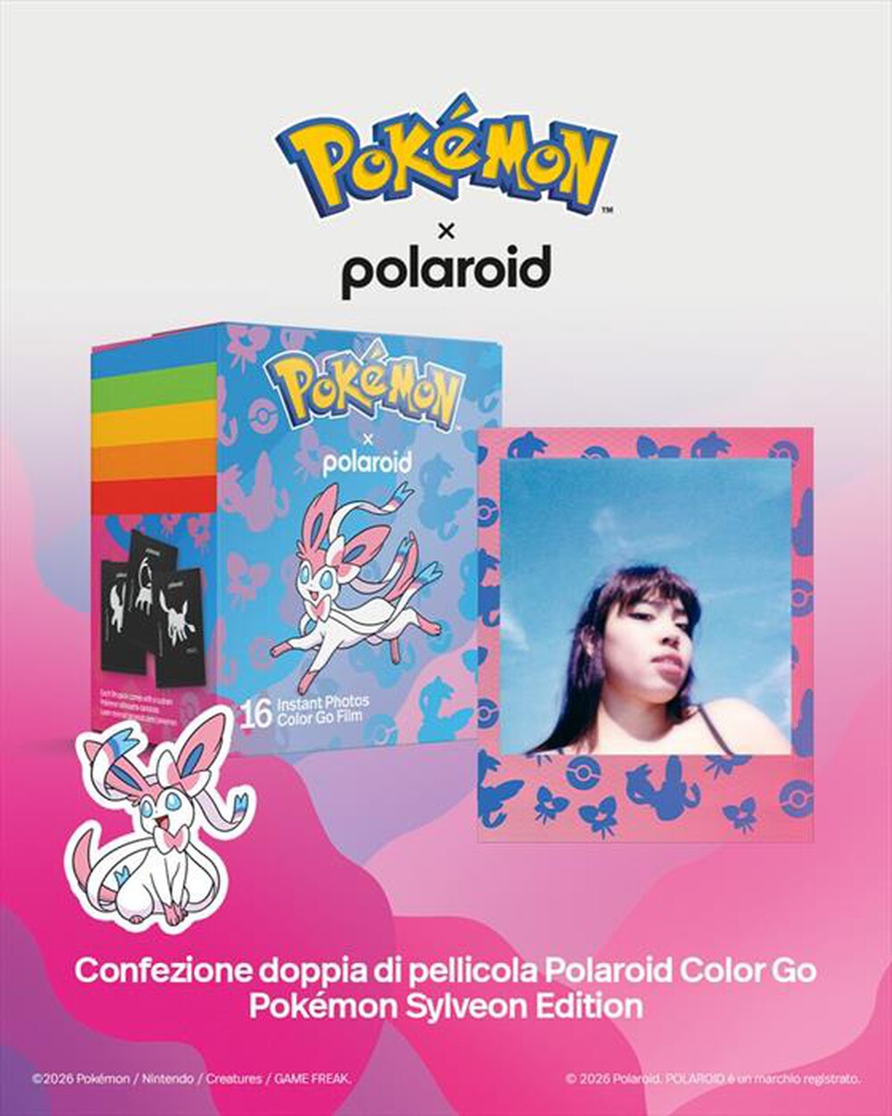 Immagine del prodotto POLAROID - 16 pellicole GO FILM COLOR DOPPIA - SYLVEON-Rosa viola