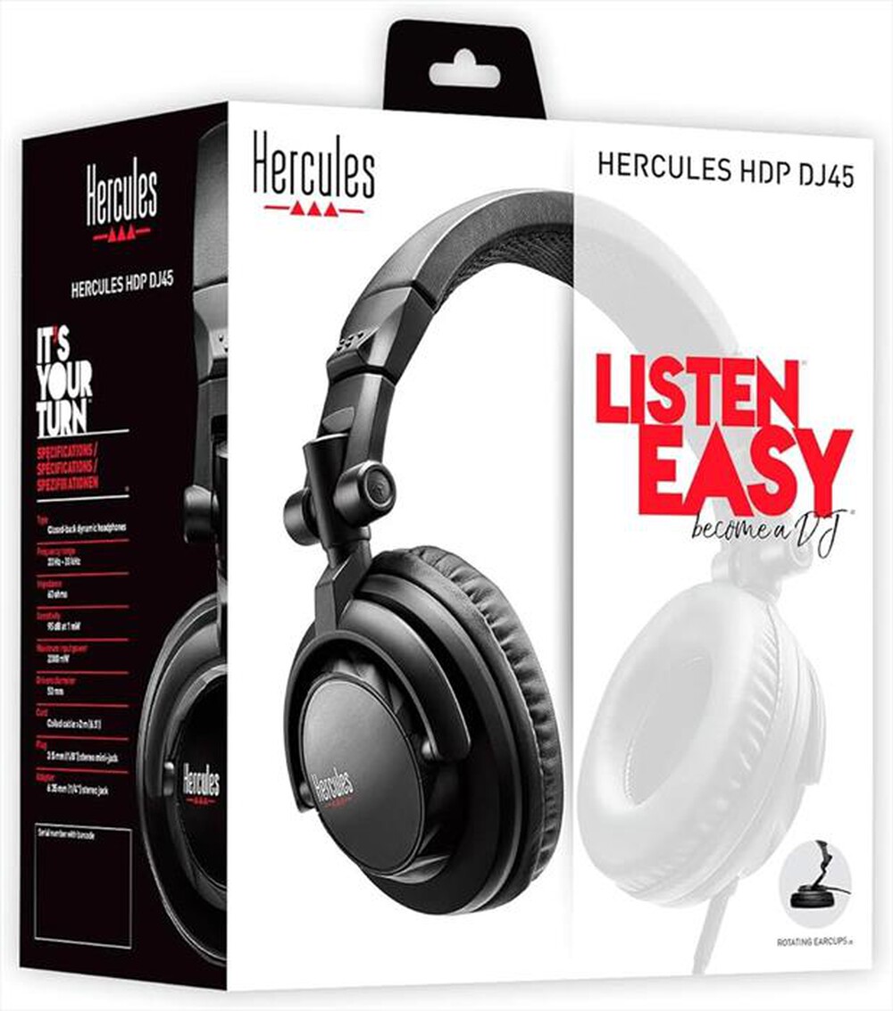 "HERCULES - Cuffie a padiglione chiuso HDP DJ45-Nero"