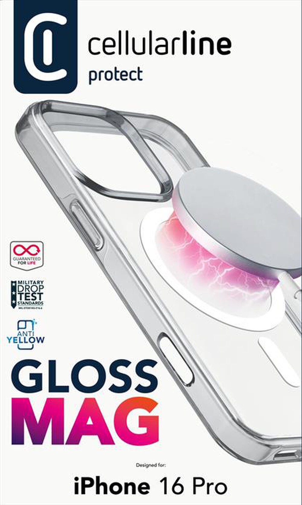 Immagine del prodotto CELLULARLINE - Cover GLOSS MAG per iPhone 16 Pro-Transparent