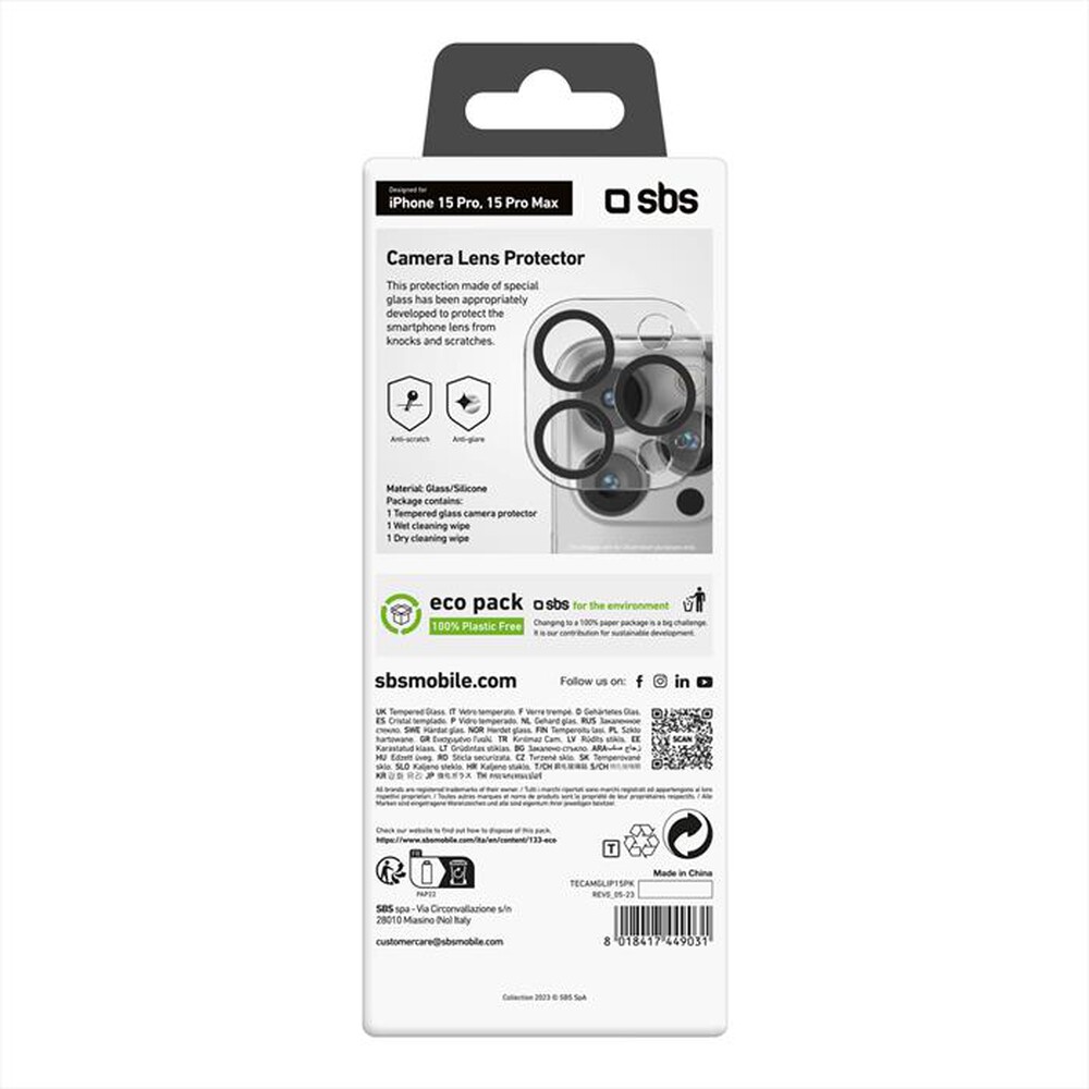 Immagine del prodotto SBS - Camera lens TECAMGLIP15PK iPhone 15 Pro/15 Pro Max-Nero