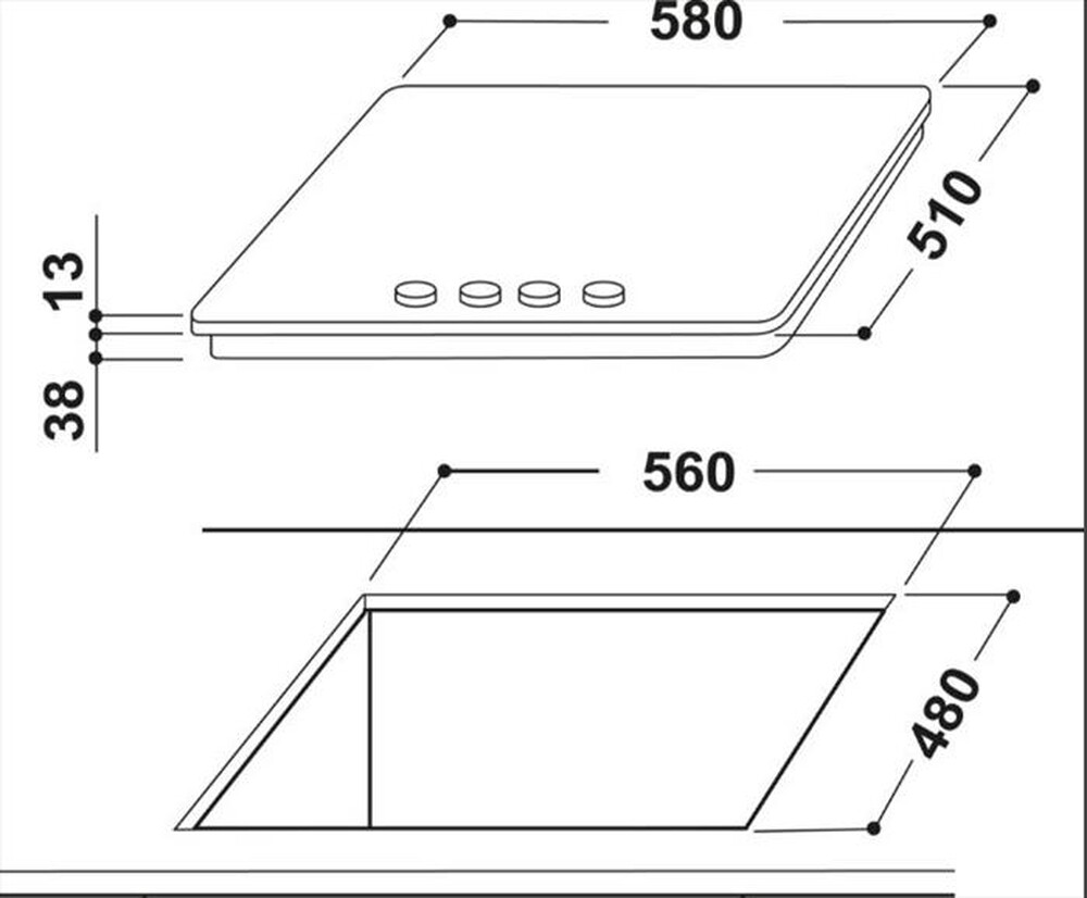 Immagine del prodotto INDESIT - Piano cottura a gas THP 642 W/IX/I RU 4 fuochi