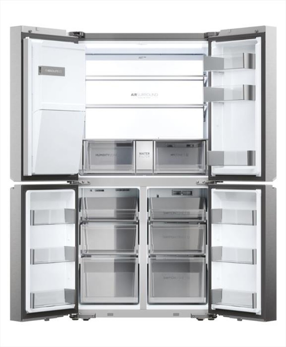 "HAIER - Frigorifero side by side HCR7918EIMP ClasseE 601lt-Platino, Acciaio inossidabile"