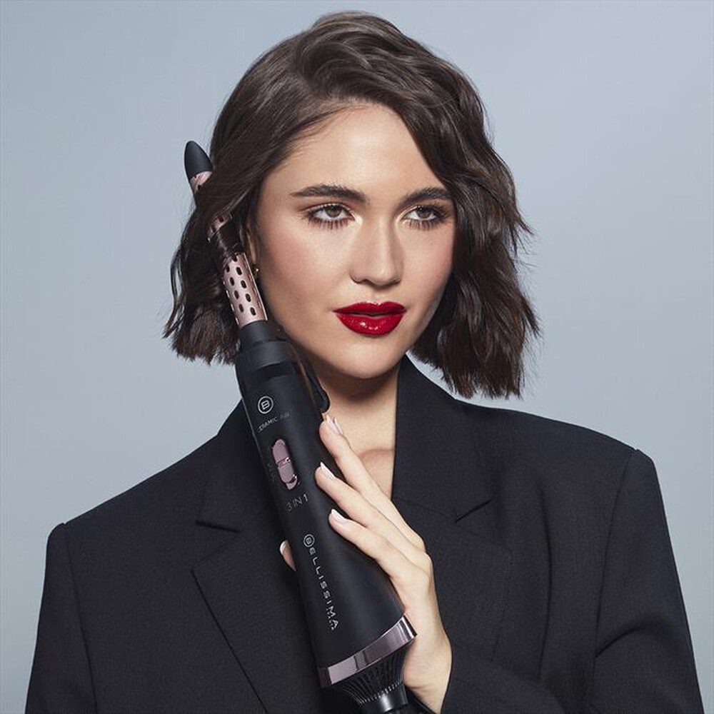 "BELLISSIMA IMETEC - MODELLATORE AD ARIA CERAMIC AIR 3 IN 1-Nero, Rosa"