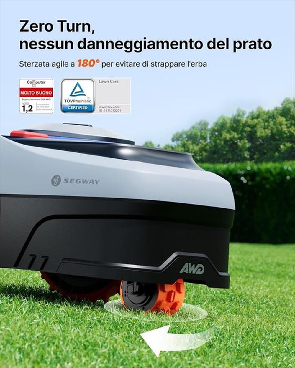 Immagine del prodotto NAVIMOW by SEGWAY - Robot tagliaerba i208E AWD-Grigio/Nero/Arancione