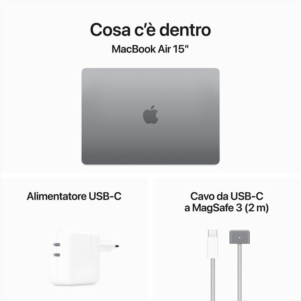"APPLE - MacBook Air 15\" M3 Core 8 CPU 10 GPU 24GB 512GB-Grigio siderale"